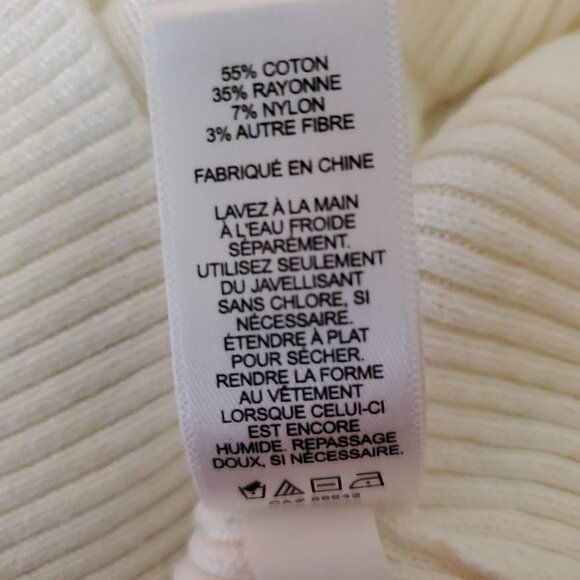 🏆132 Express Off the Shoulder Knit Sweater Ivory Tunic Top - Picture 3 of 5